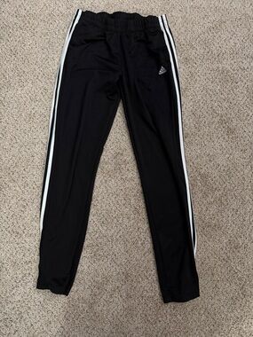Adidas Black Jogger Pants with White Side Stripes Size L
